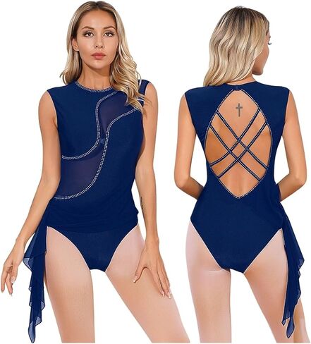 Women's Lyrical Dance Costume Leotard for Figure Skating and Modern Dance Competition Outfits in Kuwait