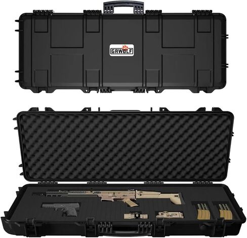 Hard Rifle Case 42.9" with Wheels, IP67 Waterproof & Crushproof Gun Case, TSA Approved Lockable Storage for Rifles, 3 Layer Pick and Pluck Foam + FREE Extra Cubed Foam Insert in Saudi Arabia