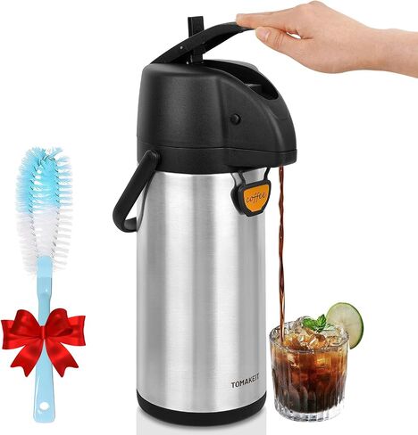 Airpot Tea Dispenser with Pump,3L/102 Oz Thermal Beverage Coffee Dispenser with Tea Filter for Party Chocolate Drinks Stainless Steel Thermos Large Thermal Hot Drink, Pump Action Airpot for Hot/Cold in Saudi Arabia