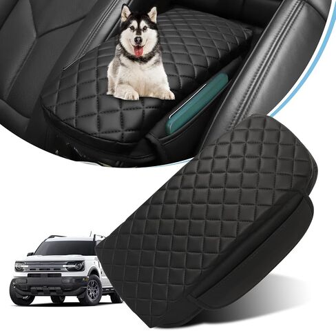 Center Console Cover for 2025 Ford Bronco Accessories 2024 2021 2022 2023 Leather Arm Rest Cover for Car with 2 Side Pockets for Bronco 2/4 Door (Not for Sport) in Kuwait