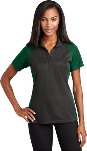 Sport-Tek Women's Colorblock Micropique Micropique Sport-Wick Polo | سيداتي قميص قصير الأكمام ، قميص رياضي للعمل والغولف in Saudi Arabia