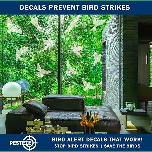 PESTEZE UV Reflective Bird Anti Collision Static Cling Decals for Windows to Prevent Wild Avian Strikes [16 Decals/4 Pages] Bird Alert Window Decal Saves Birds from Window Collisions & Help Them Soar in Saudi Arabia