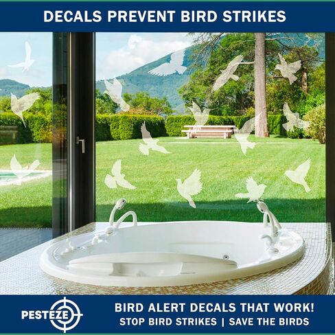 PESTEZE UV Reflective Bird Anti Collision Static Cling Decals for Windows to Prevent Wild Avian Strikes [16 Decals/4 Pages] Bird Alert Window Decal Saves Birds from Window Collisions & Help Them Soar in Saudi Arabia