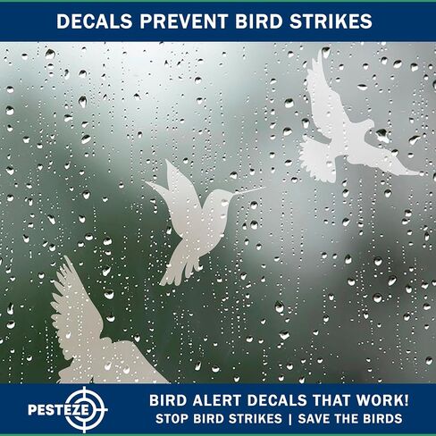 PESTEZE UV Reflective Bird Anti Collision Static Cling Decals for Windows to Prevent Wild Avian Strikes [16 Decals/4 Pages] Bird Alert Window Decal Saves Birds from Window Collisions & Help Them Soar in Saudi Arabia