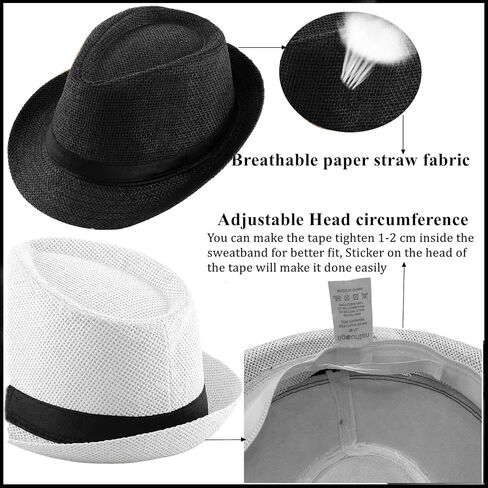 2 Pack Straw Fedora Hats for Men and Women, Short Brim Summer Beach hat, Trilby Panama Sun Hats. in Kuwait