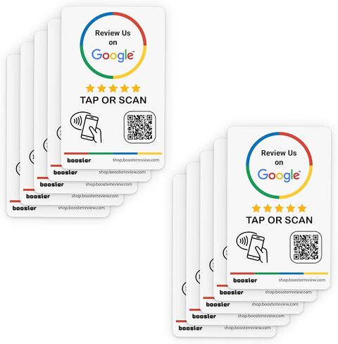Google Review Tap Stickers by Booster Review: Smart Tap NFC & QR for Instant Reviews - iPhone & Android - Boost Business Reviews Quickly (1-Pack) (2-Pack) in Kuwait
