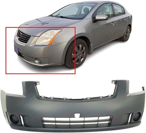 FitParts Compatible with Front Bumper Cover Fascia 2007-2009 Nissan Sentra Base Custom Emotion Luxury Premium SL SR S. New Primed Without Sensor Holes. NI1000242 62022ET30J in Saudi Arabia