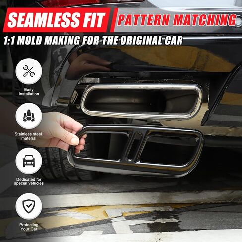 Exhaust Muffler Tail Pipe Trim Cover Compatible with Land Rover Range Rover Sport 2023 2024, Stainless Steel Rear Exhaust Pipe Cover Trim (Black) in Saudi Arabia