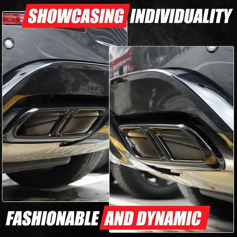 Exhaust Muffler Tail Pipe Trim Cover Compatible with Land Rover Range Rover Sport 2023 2024, Stainless Steel Rear Exhaust Pipe Cover Trim (Black) in Saudi Arabia