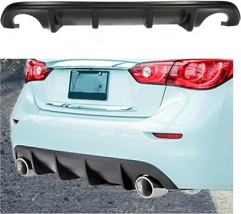 ناشر Kuafu الخلفي متوافق مع 2014-2017 Infiniti Q50 4 Door Lip Pumper Splitter Spoilter Gloss Black in Saudi Arabia