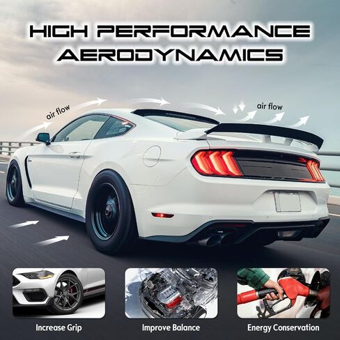 Trunk Spoiler Gurney Flap, Compatible with 1999-2004 Ford Mustang, MDA Style Flexible PU Ducktail Wickerbill Rear Boot Deck Lid Tail Wing, Unpainted Black in Kuwait