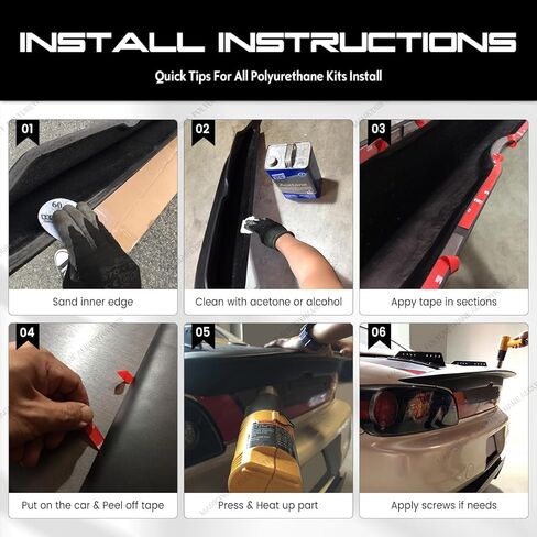 Trunk Spoiler Gurney Flap, Compatible with 1999-2004 Ford Mustang, MDA Style Flexible PU Ducktail Wickerbill Rear Boot Deck Lid Tail Wing, Unpainted Black in Kuwait