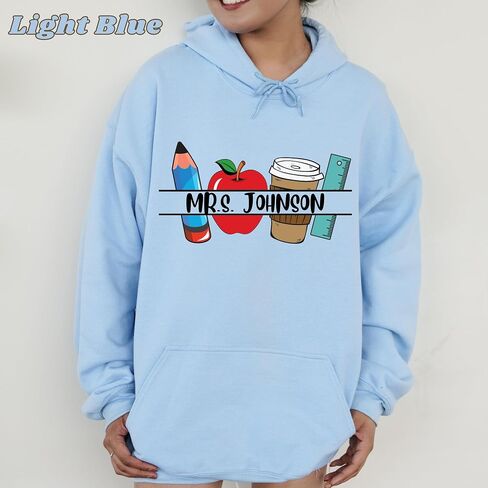 CUSTOM Unisex Teacher Last Name Sweatshirt and Hoodie, Cute Personalized Gift for Teacher Appreciation UNISEX in Kuwait