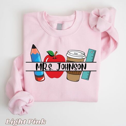 CUSTOM Unisex Teacher Last Name Sweatshirt and Hoodie, Cute Personalized Gift for Teacher Appreciation UNISEX in Kuwait