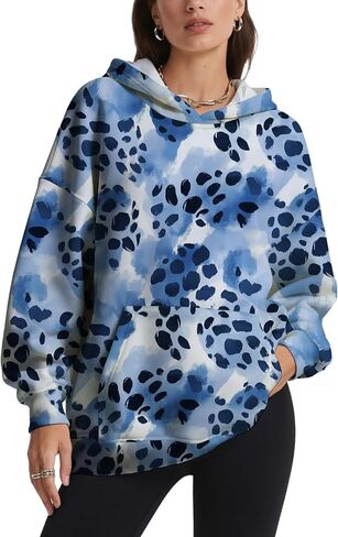 Oversized Sweatshirts for Women Fall Trendy Camo Hoodies Drop Shoulder Long Sleeve Pullover Tops with Kangaroo Pocket in Saudi Arabia