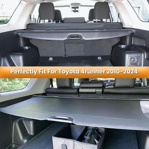 Trunk Cargo Cover for Toyota 4runner 2010-2018 2019 2020 2021 2022 2023 2024 Retractable Rear Trunk Cargo Luggage Security Shade Cover Shield Waterproof Custom Fit All Weather (Black) in Kuwait