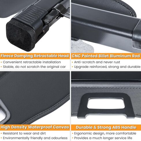 Trunk Cargo Cover for Toyota 4runner 2010-2018 2019 2020 2021 2022 2023 2024 Retractable Rear Trunk Cargo Luggage Security Shade Cover Shield Waterproof Custom Fit All Weather (Black) in Kuwait