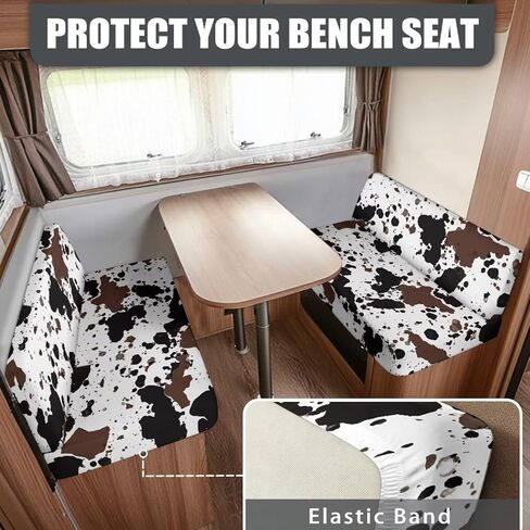 RV Coach Cover Cover Coushion Cover Cover Stretch Sofa Furniture for RV Camper - Cow Hide Print Printable Camper Expensions for Inside RV Sofa Protector in Kuwait