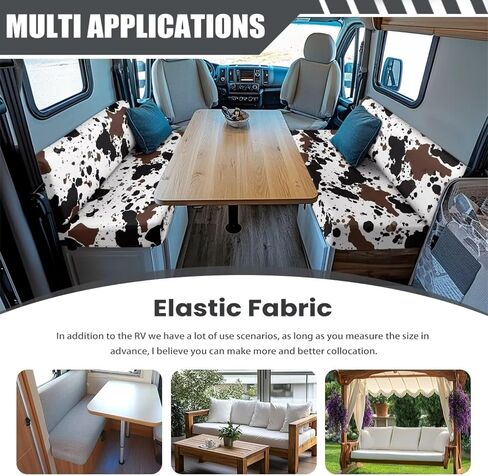 RV Coach Cover Cover Coushion Cover Cover Stretch Sofa Furniture for RV Camper - Cow Hide Print Printable Camper Expensions for Inside RV Sofa Protector in Kuwait