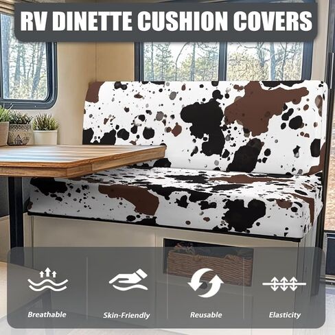 RV Coach Cover Cover Coushion Cover Cover Stretch Sofa Furniture for RV Camper - Cow Hide Print Printable Camper Expensions for Inside RV Sofa Protector in Kuwait
