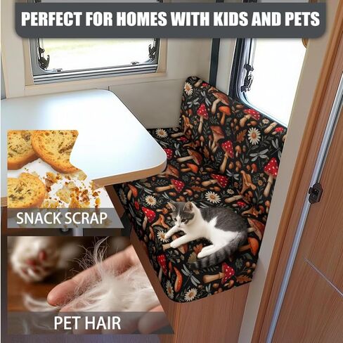 RV Coach Cover Cover Coushion Cover Cover Stretch Sofa Furniture for RV Camper - Cow Hide Print Printable Camper Expensions for Inside RV Sofa Protector in Kuwait