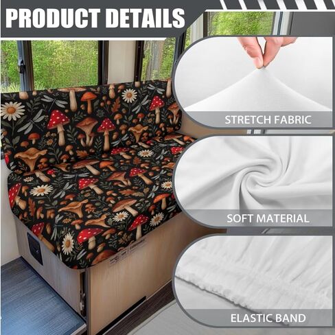 RV Coach Cover Cover Coushion Cover Cover Stretch Sofa Furniture for RV Camper - Cow Hide Print Printable Camper Expensions for Inside RV Sofa Protector in Kuwait