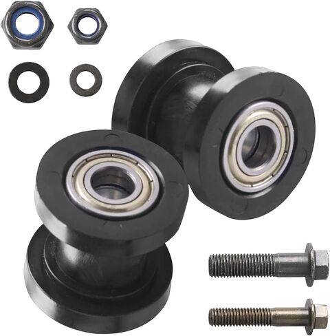 2 PCS Chain Tensioner, 8mm/0.3 inch and 10mm/0.4 inch Rolling Sprocket Guides, Modified Repair Parts, Suitable for Most Motorcycles Dirt Bikes Off-Road Vehicles (Black) in Saudi Arabia