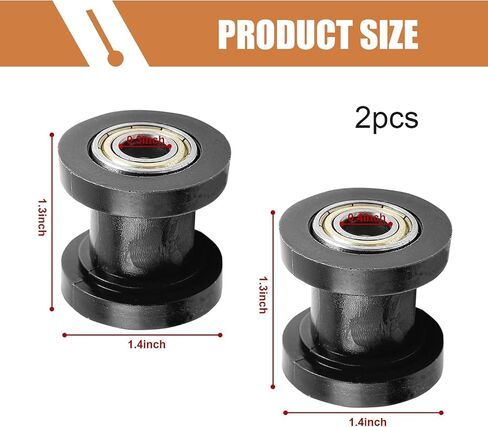 2 PCS Chain Tensioner, 8mm/0.3 inch and 10mm/0.4 inch Rolling Sprocket Guides, Modified Repair Parts, Suitable for Most Motorcycles Dirt Bikes Off-Road Vehicles (Black) in Saudi Arabia