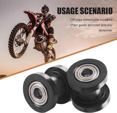 2 PCS Chain Tensioner, 8mm/0.3 inch and 10mm/0.4 inch Rolling Sprocket Guides, Modified Repair Parts, Suitable for Most Motorcycles Dirt Bikes Off-Road Vehicles (Black) in Saudi Arabia