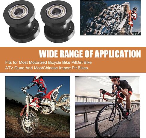 2 PCS Chain Tensioner, 8mm/0.3 inch and 10mm/0.4 inch Rolling Sprocket Guides, Modified Repair Parts, Suitable for Most Motorcycles Dirt Bikes Off-Road Vehicles (Black) in Saudi Arabia