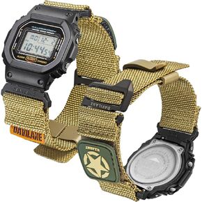 ​16mm Nylon Military Watch Band for G-Shock GD/DW/GW/GA Series (GD-350, DW-5600, GW-6900, GA-100/200/2100) - Quick Release Watch Band with Swappable Patches & G-Hook Closure in Kuwait