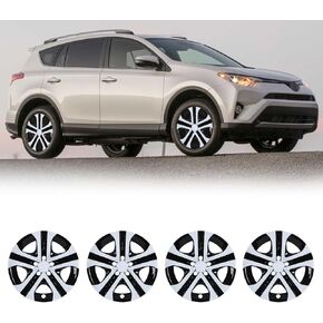 Nixon Offroad 17 Inch Hubcaps Fit for 2013-2018 Toyota RAV4, Compatible with Toyota RAV4 17'' Steel Wheels, PP Material Hub Caps Set of 4 (17-Inch, Black Lacquer & Silver Lacquer) in Saudi Arabia