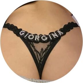 Personalized Name Underwear for Women Custom Lace G String Thongs with Crystal Letter Sexy Low Waist T Back Panties in Saudi Arabia