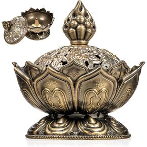 Classic Lotus Incense Burner Vintage Lotus Incense Burner Holder Mini Lotu Cone Incenses Holder Charcoal Lotuss Flower Shaped Incenses Holders Classic for Stick and Metal, 2.75 X 2.87inch in Saudi Arabia
