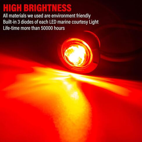ALFU 10PCS Blue 3/4" 12V LED Boat Interior Lights Marine Navigation Lights Clearance Marker Lights Round Bullet Side Indicator Lamps for Truck, Trailer, RV, Van, Boat, Bus, Caravan in Saudi Arabia