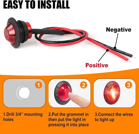 ALFU 10PCS Blue 3/4" 12V LED Boat Interior Lights Marine Navigation Lights Clearance Marker Lights Round Bullet Side Indicator Lamps for Truck, Trailer, RV, Van, Boat, Bus, Caravan in Saudi Arabia