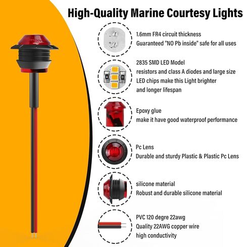 ALFU 10PCS Blue 3/4" 12V LED Boat Interior Lights Marine Navigation Lights Clearance Marker Lights Round Bullet Side Indicator Lamps for Truck, Trailer, RV, Van, Boat, Bus, Caravan in Saudi Arabia