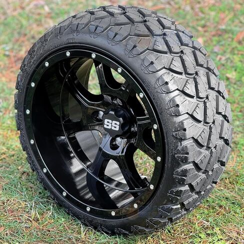 14 "عجلات عربة غولف سوداء سوداء و 20 × 8.5-14" إطارات نقطية Stinger - مجموعة من 4 (Lug Lug 1/2 × 20) in Saudi Arabia