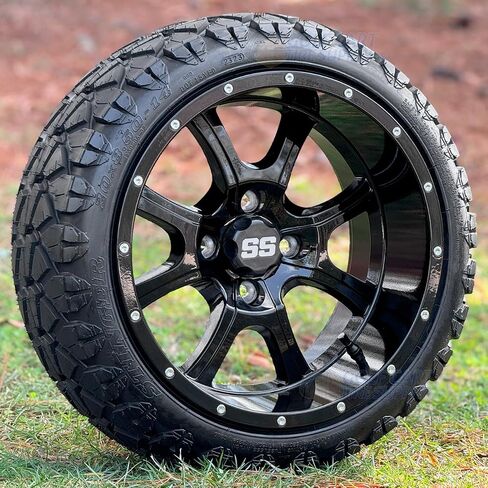 14 "عجلات عربة غولف سوداء سوداء و 20 × 8.5-14" إطارات نقطية Stinger - مجموعة من 4 (Lug Lug 1/2 × 20) in Saudi Arabia