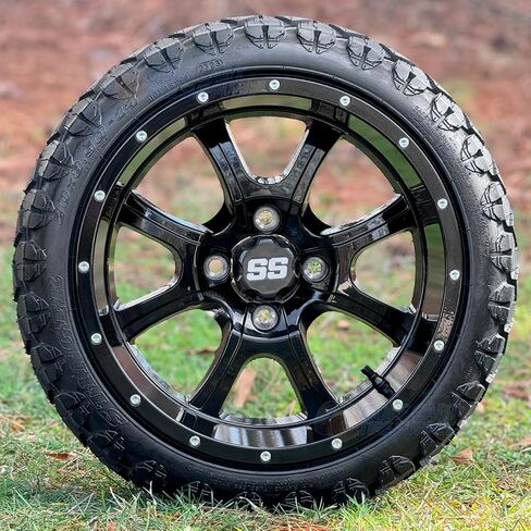 14 "عجلات عربة غولف سوداء سوداء و 20 × 8.5-14" إطارات نقطية Stinger - مجموعة من 4 (Lug Lug 1/2 × 20) in Saudi Arabia