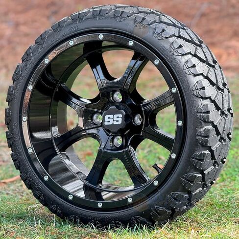 14 "عجلات عربة غولف سوداء سوداء و 20 × 8.5-14" إطارات نقطية Stinger - مجموعة من 4 (Lug Lug 1/2 × 20) in Saudi Arabia