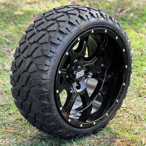14 "عجلات عربة غولف سوداء سوداء و 20 × 8.5-14" إطارات نقطية Stinger - مجموعة من 4 (Lug Lug 1/2 × 20) in Saudi Arabia