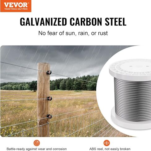 VEVOR 5/32 Stainless Steel Cable, 500FT T316 Wire Rope 1x19 Marine Grade Steel Cable for Deck Railing Brackets Handrail Stair DIY Balustrade in Saudi Arabia