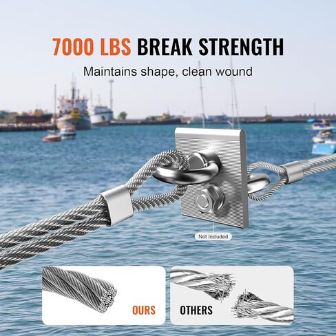 VEVOR 5/32 Stainless Steel Cable, 500FT T316 Wire Rope 1x19 Marine Grade Steel Cable for Deck Railing Brackets Handrail Stair DIY Balustrade in Saudi Arabia