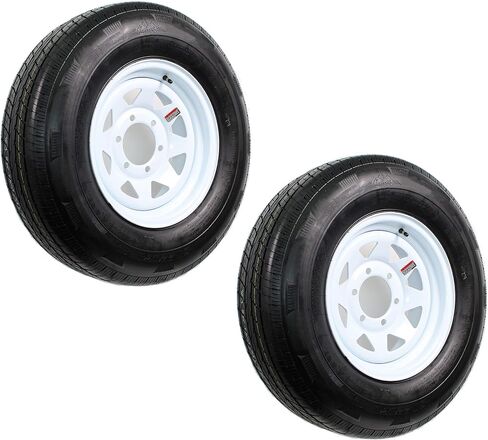 إطارات مقطورة ecustomrim 2-pack على الحافات ST225/75d15 H78-15 نطاق الحمل D 6 Lug White Wheel-2 سنة ضمان مع الطريق المجاني in Saudi Arabia