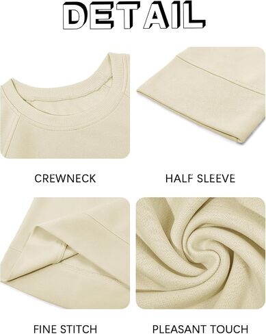Fisoew Womens sweatshirts 3/4 Sleve Crewneck Lourd in Saudi Arabia