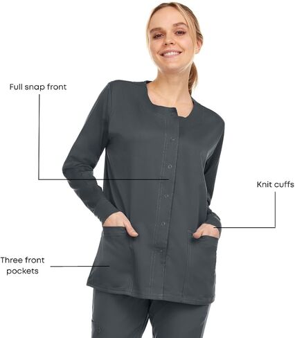 MediChic Women's Scrubs Medical Warm Up Nurse Scrub Jacket, Available in Over 10 Colors Red in Kuwait