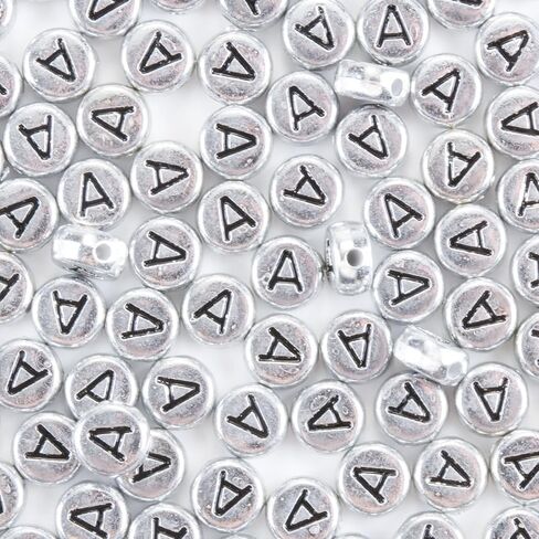 200Pcs Round Ancient Silver Letter F Beads,4x7mm Flat Letter-F Beads for Bracelets,Alphabet Beads for Jewelry Making DIY Necklaces Crafts Supply(Silver-F) in Saudi Arabia