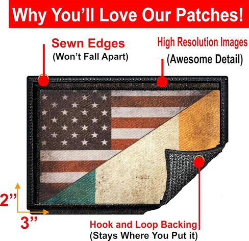 Distressed Ireland Irish USA Flag Patch| Ireland Morale Patch | 2x3 USA Flag Irish Patch by RedheadedTshirts Show Your Irish American Pride on Your Plate Carrier, Tactical Gear, Backpack or hat in Saudi Arabia