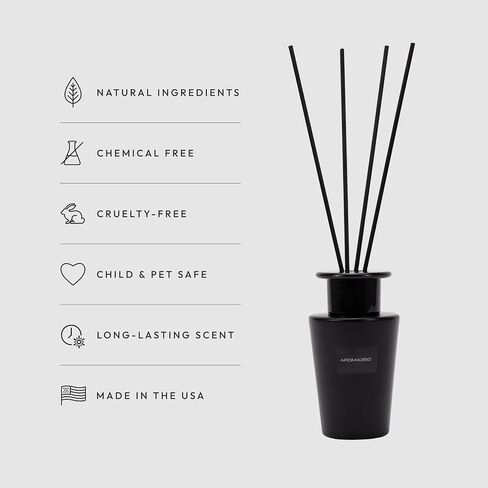 Aroma360 | Escapade Reed Diffuser Set | Hotel Inspired Luxury Essential Oil Reed Diffuser | Ozone, Jasmine and Black Pepper 3.4 fl oz, 100 mL - Black in Saudi Arabia